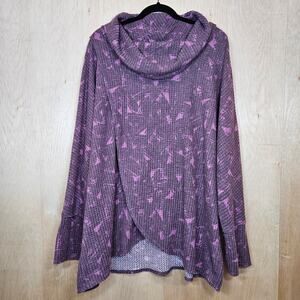 LULAROE Kristen Purple Cowl Neck Waffle Knit Long Dolman Sleeve Size‎ XL